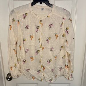 EUC Old Navy Cream Floral Blouse